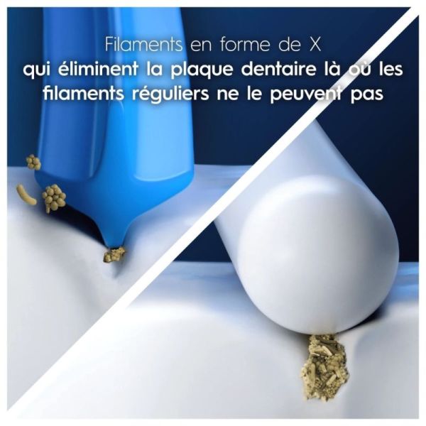 Oral-B Pack de 3 brossettes Pro Cross Action Blanches - Elimination optimale de la plaque dentaire