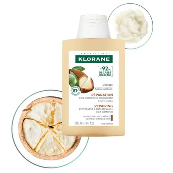 Klorane Cupuaçu Bio Cica-Shampoing Régénérant et Anti-Casse 200ml – Réparation