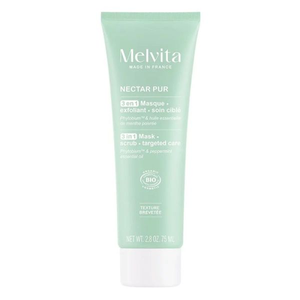 Melvita Nectar Pur Masque Exfoliant 3-en-1 Bio Peaux Mixtes à Grasses - 75ml