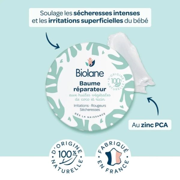 Biolane Baume réparateur 45 ml - Soin apaisant et nourrissant 100% d'origine naturelle
