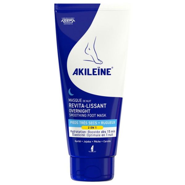 Akileïne Masque de Nuit Revita-Lissant - Crème Hydratante pour Pieds Secs et Rugueux - 100 ml