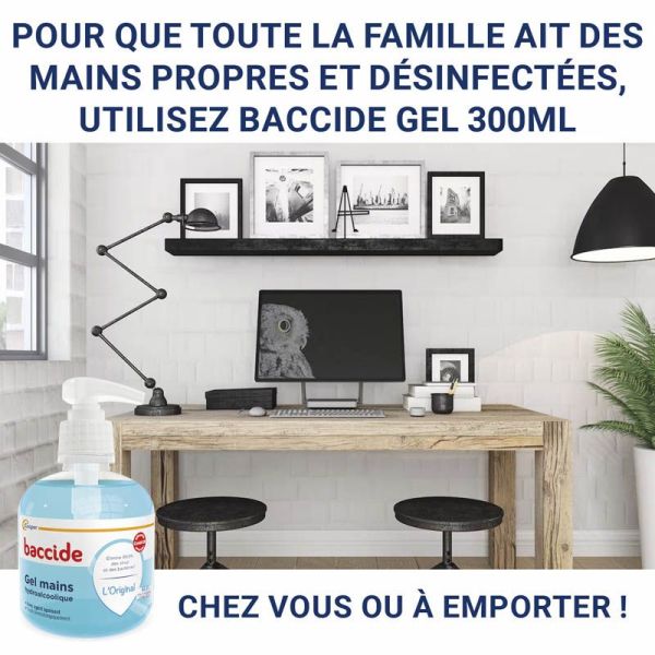 Baccide Gel Hydroalcoolique Mains - 300ml - Désinfection rapide, efficacité prouvée en 30 secondes