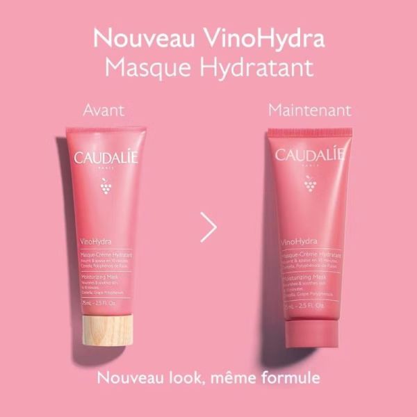 Caudalie VinoHydra Masque-Crème Hydratant 75 ml - Bain d'hydratation à la centella