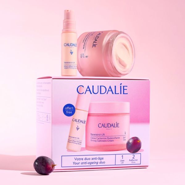 Caudalie Coffret Resveratrol-Lift - Crème Cachemire Redensifiante 50ml + Sérum Liftant Fermeté 10ml OFFERT