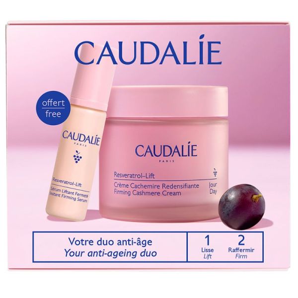 Caudalie Coffret Resveratrol-Lift - Crème Cachemire Redensifiante 50ml + Sérum Liftant Fermeté 10ml OFFERT
