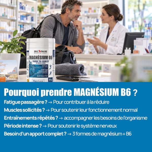 Eric Favre Magnésium B6 Poudre 50g – Triple magnésium et énergie