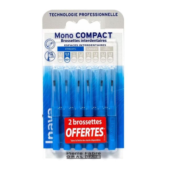 Inava Mono Compact Brossettes interdentaires Etroit 0,8mm - 4+2 unité