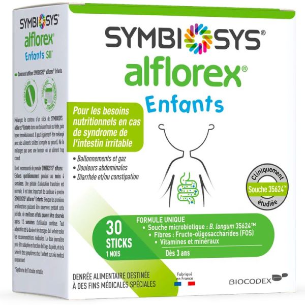 Biocodex Symbiosys Alflorex Enfants - 30 Sticks - Soutien du microbiote et du système immunitaire dès 3 ans
