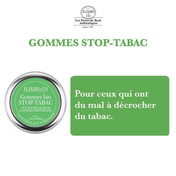 Elixirs & Co Gommes Bio Stop-Tabac Fleurs de Bach 45g – Soutien et sevrage serein