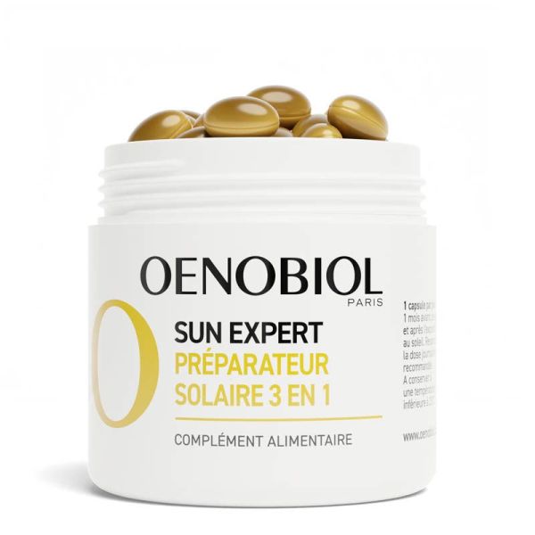 Oenobiol Sun Expert Préparateur Solaire 3 en 1 Triple action - 2x30 capsules - Protection, hâle et anti-âge