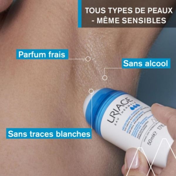 Uriage Déodorant Puissance 3 - 50 ml - Anti-Transpirant 24h Peaux Sensibles