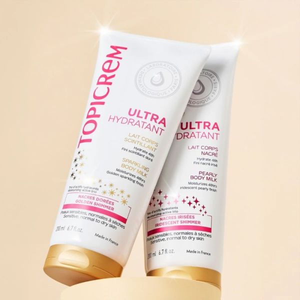 Topicrem Ultra-Hydratant Nacré Corps 200ml – Éclat irisé et hydratation longue durée