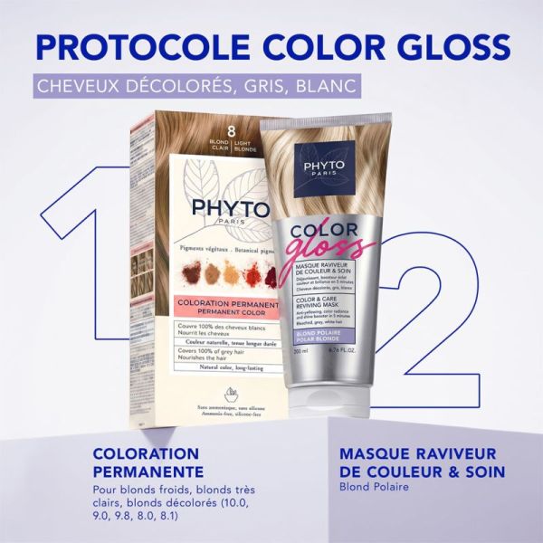 Phyto PhytoCOLOR GLOSS Masque Raviveur de Couleur et Soin Blond Polaire 200ml – Neutralisation et reflets froids
