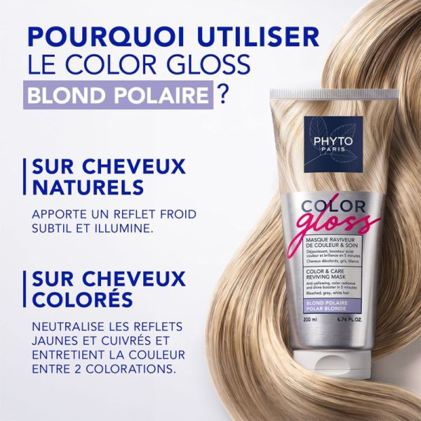 Phyto PhytoCOLOR GLOSS Masque Raviveur de Couleur et Soin Blond Polaire 200ml – Neutralisation et reflets froids