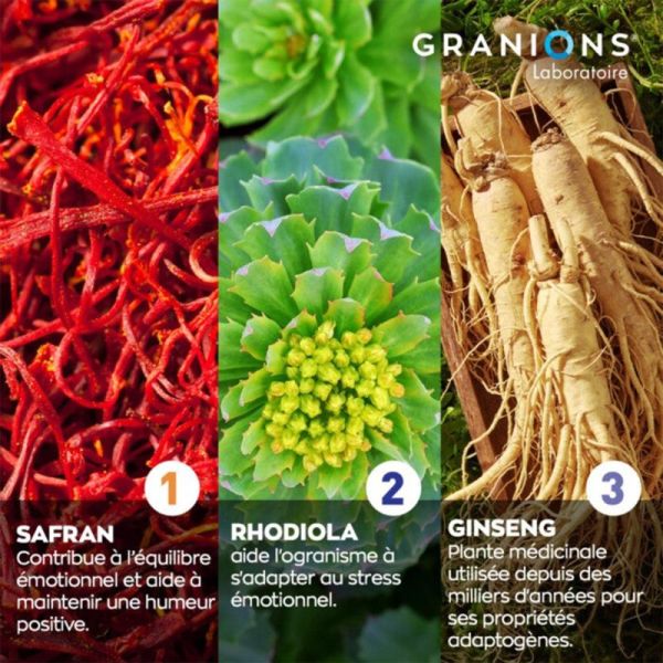 Granions Complexe Anti Stress 30 comprimés – Solution adaptogène sérénité, équilibre et vitalité