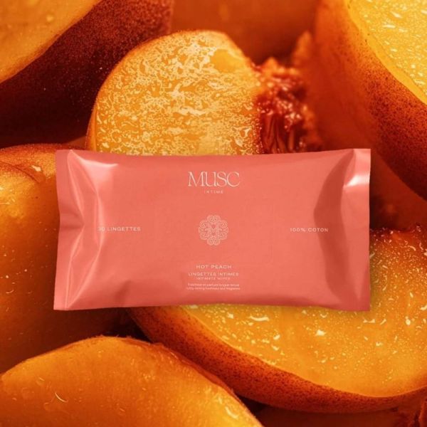 Musc Intime Hot Peach Lingettes Intimes Organiques x30 – Fraicheur intime
