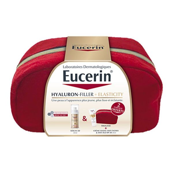 Eucerin Kit Routine Rentrée Hyaluron-Filler + Elasticity - Sérum 3D 30ml + Crème Mains SP30 20ml + Trousse OFFERTE