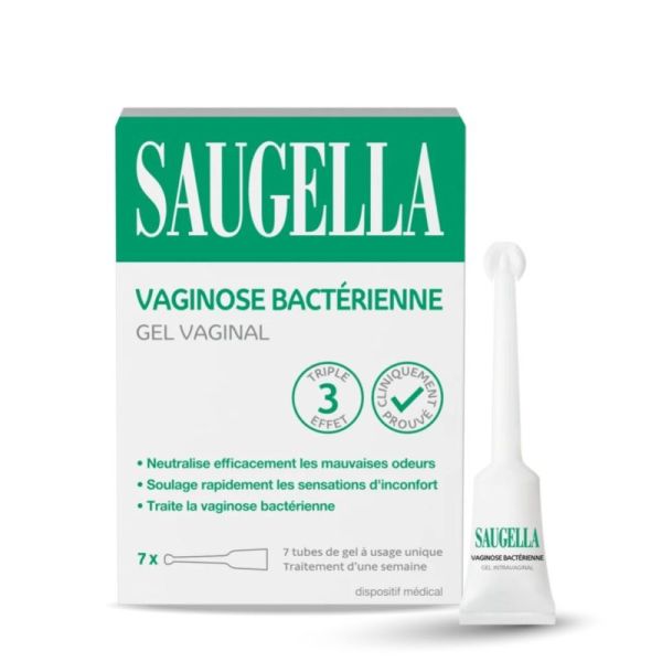 Saugella Gel Vaginal Triple Effet Traitement Vaginose Bactérienne - 7 Tubes