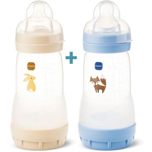 MAM Biberon Easy Start Anti-colique 260ml 2+ mois Sable et Océan Lot de 2 – Réduction des coliques