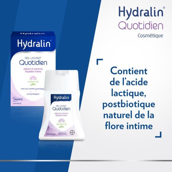 Hydralin Quotidien Gel Lavant - 100 ml - Hygiène Intime Douceur Format Voyage