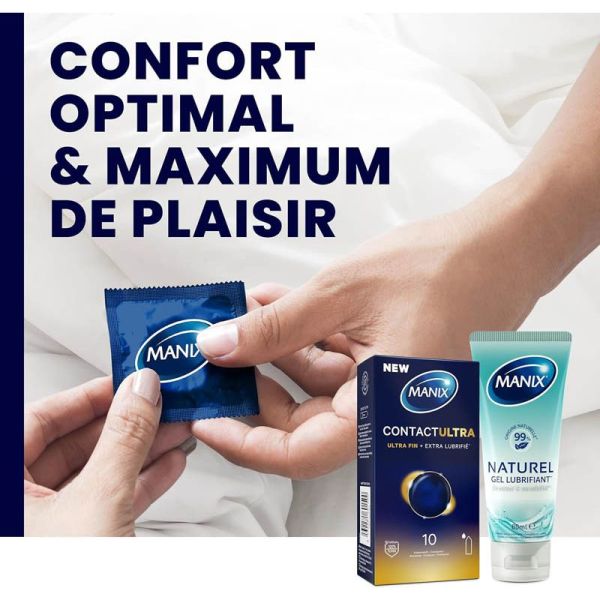 Manix Contact Préservatifs Ultra-Fin + Extra Lubrifié - 10 préservatifs