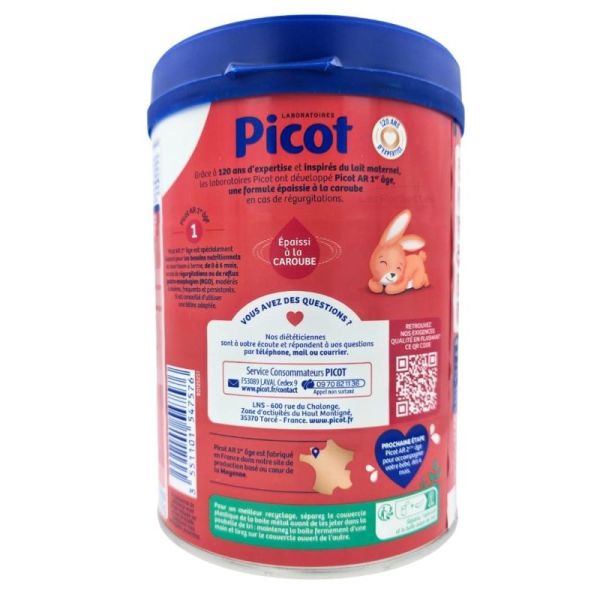 Picot AR 1er âge (0-6 mois) 800g - Diminution des régurgitations et du reflux gastro-œsophagien du nourrisson