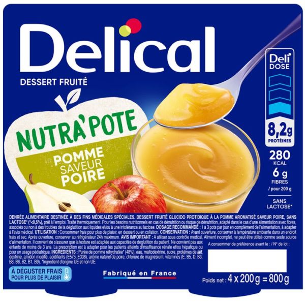 Delical Nutrapote Dessert aux Fruits Pomme Poire 4x200g – Dénutrition et troubles de la déglutition