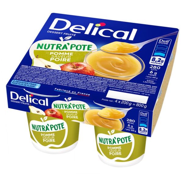 Delical Nutrapote Dessert aux Fruits Pomme Poire 4x200g – Dénutrition et troubles de la déglutition