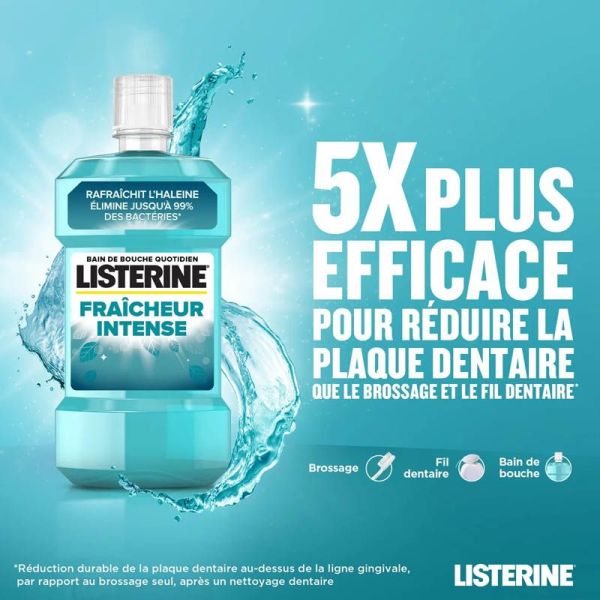 Listerine Bain de Bouche Fraîcheur Intense - 500 ml - Rafraîchit l'haleine et élimine les bactéries