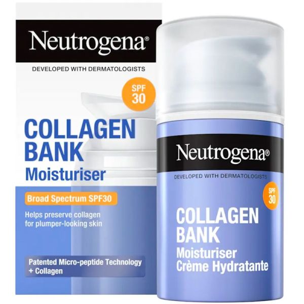 Neutrogena Collagen Bank Crème Hydratante SPF30 Peaux Sensibles - 50ml - Préserve le collagène et protège la peau