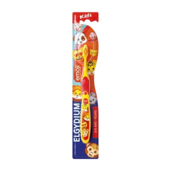 Elgydium Brosse à Dents Souple EMOJI - Enfants de 2 à 6 Ans - 1 Unité