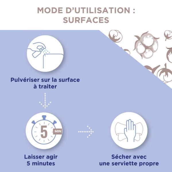 Baccide Spray Anti-viral Désinfectant Mains & Surfaces - 100ml - Fleur de Coton