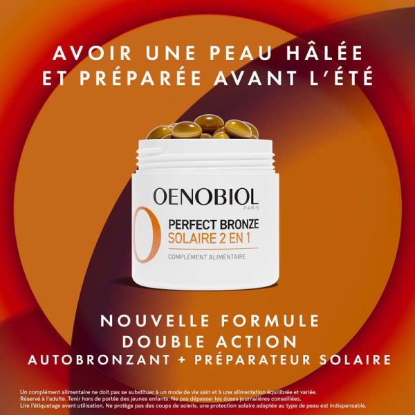 Oenobiol Perfect Bronze Solaire 2 en 1 - 30 Capsules - Autobronzant et préparateur solaire