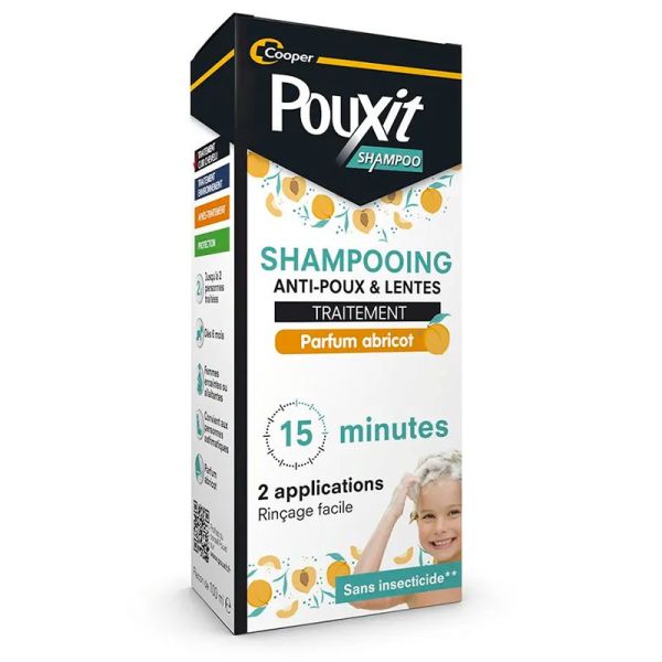 Pouxit Shampooing Traitement Anti-Poux & Lentes - 100ml - Parfum Abricot - Élimine poux et lentes