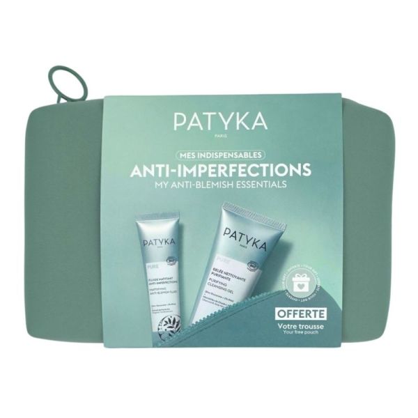 PATYKA Mes Indispensables Anti-Imperfections Coffret - Gelée Nettoyante Purifiante 150 ml + Fluide Matifiant 40 ml + Trousse Offerte