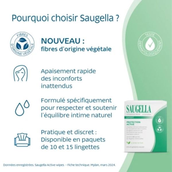 Saugella Antiseptique Naturel Lingettes x 15