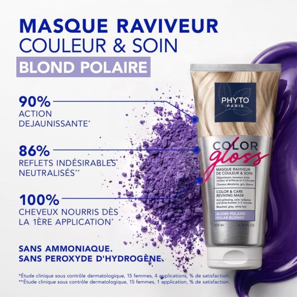 Phyto PhytoCOLOR GLOSS Masque Raviveur de Couleur et Soin Blond Polaire 200ml – Neutralisation et reflets froids