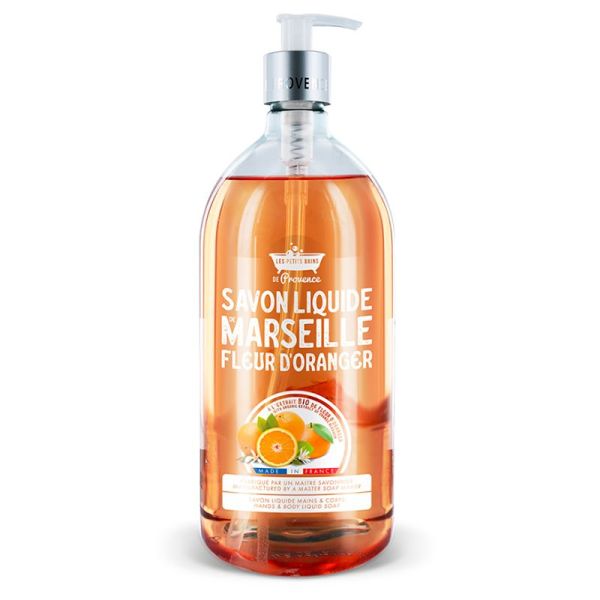 Les Petits Bains de Provence Savon Liquide de Marseille - 1L - Fleur d'Oranger