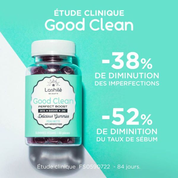 Lashilé Beauty Good Clean Perfect Boost Peau Nette - Réduit les Imperfections de la Peau -  60 Gummies