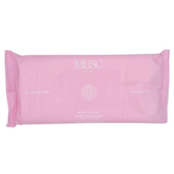 Musc Intime Musc Blanc Lingettes Intimes x30 – 100% coton pour la fraîcheur intime au quotidien