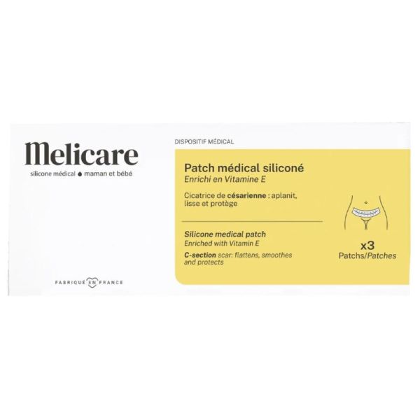 Melicare Patch Médical Siliconé Cicatrice De Césarienne - 3 Patchs 4 × 22 cm