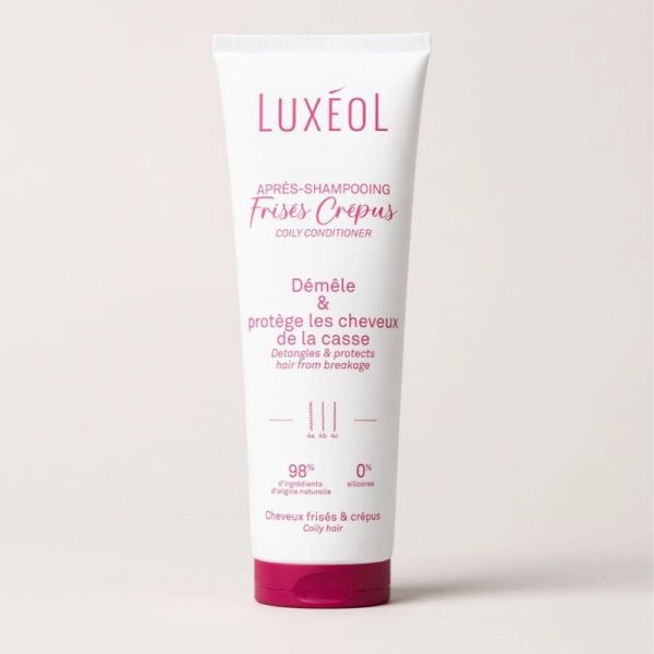 Luxéol Après-Shampooing Frisés & Crépus Tube 250 ml - Nourrit intensément, démêle instantanément et définit les boucles sans alourdir