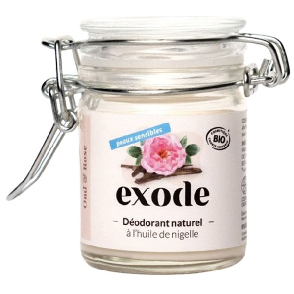 Exode Déodorant Baume Bio Peaux Sensibles à l'Huile de Nigelle 50g Oud & Rose – Efficacité 48h