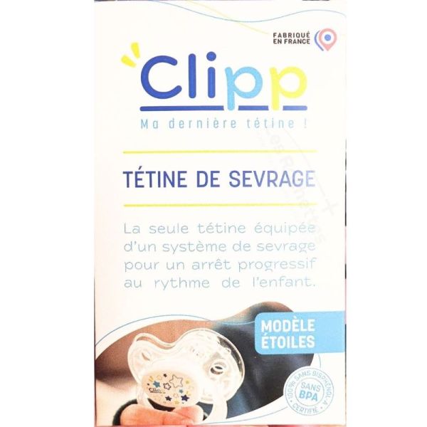 Clipp Tétine de Sevrage + 5 collerettes - Sevrage pour arrêt progressif - Modèle étoiles