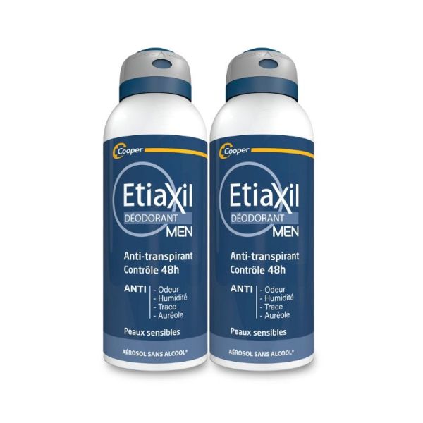 Etiaxil Men Anti-Transpirant Contrôle 48h Aérosol - Lot de 2 x 150ml