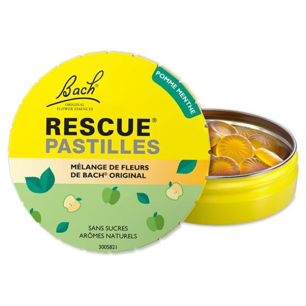 Rescue Pastilles - Saveur Pomme Menthe - Sans Sucres - Lutte contre le Stress - 50g