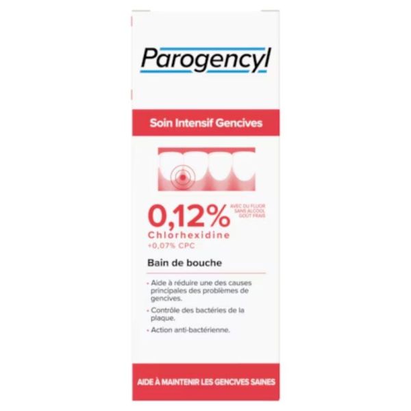 Parogencyl Bain de bouche Soin Intensif Gencives 300 ml - Formule antibactérienne sans alcool au cpc et 0,12% de chlorhexidine