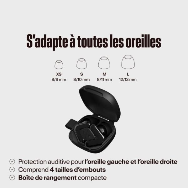 Alpine Tune Black Paire de bouchons d'oreille - Haute fidélité pour les concerts, les festivals et les passionnés de musique