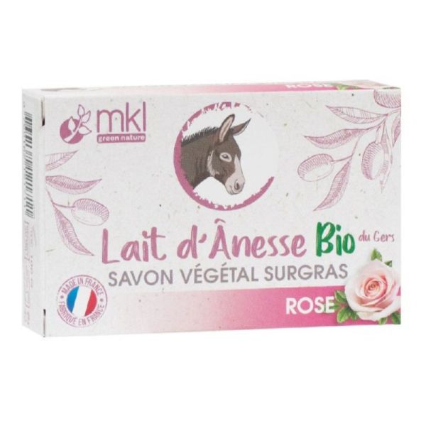 MKL Green Nature Lait d'Ânesse Bio du Gers Savon Végétal Surgras Rose 100 g