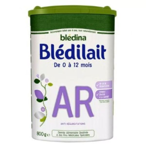 Blédina Blédilait AR - 800 g - 0 à 12 Mois Lait Infantile Anti-Régurgitations à la Caroube